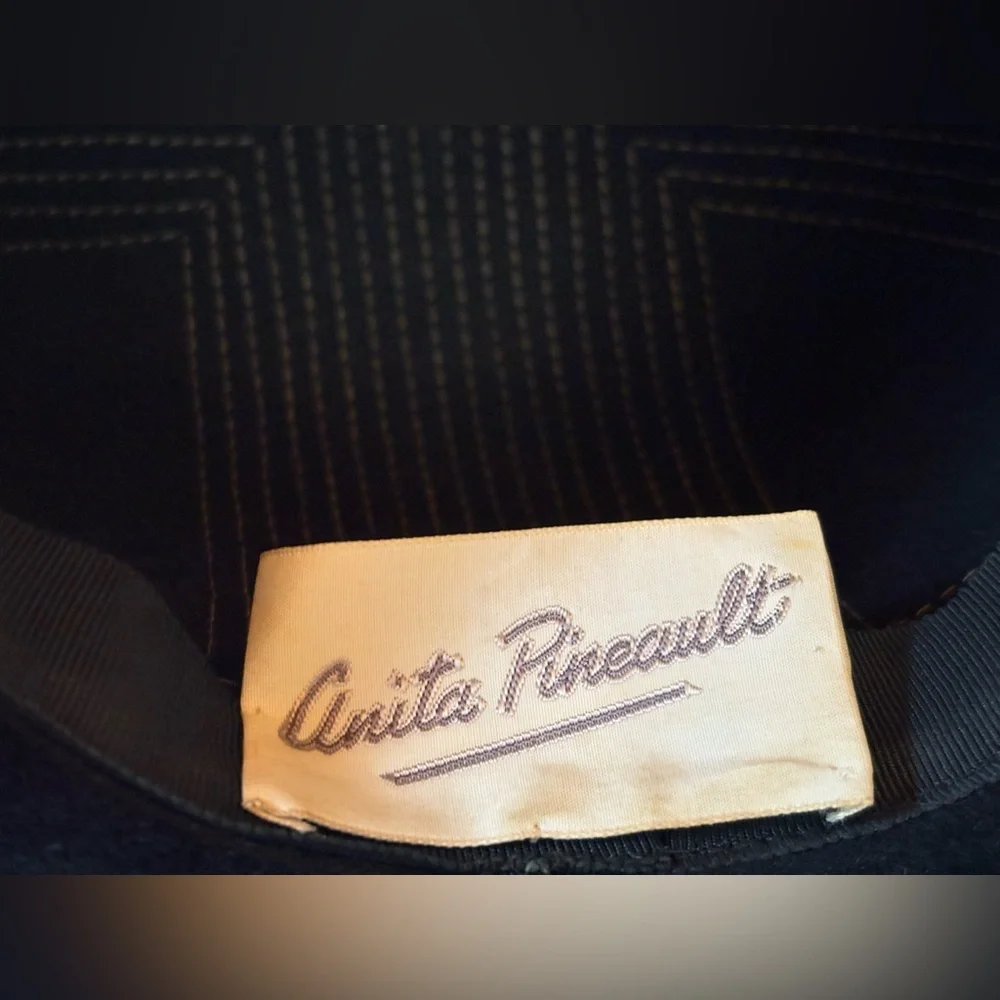 Anita Pineault Vintage Black Felt Bow Hat